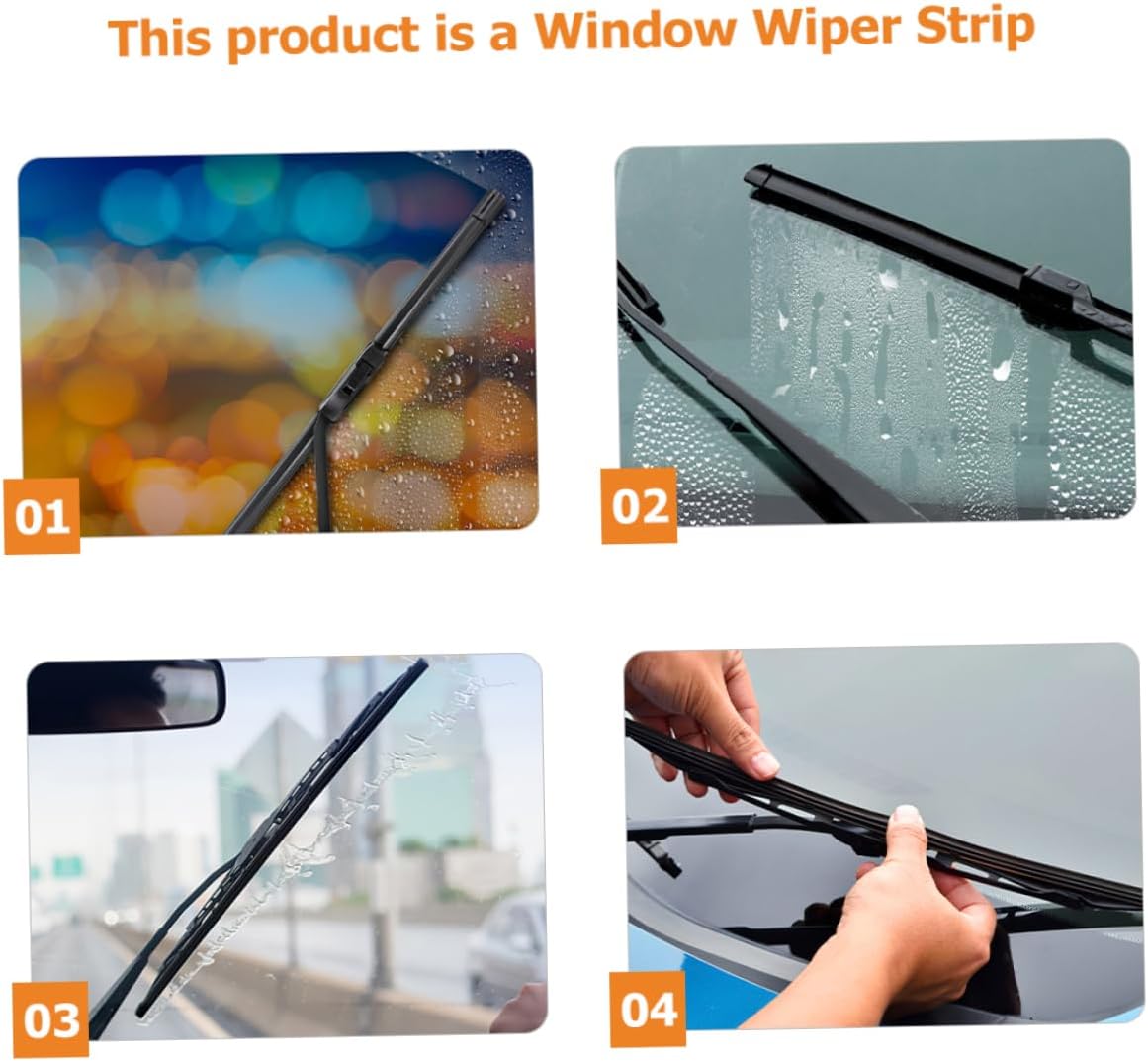 PRETYZOOM 10pcs Boneless Wiper Strip Strips Repair Wiper Refills Insert Windshield Front Rain Replacement Refill Rubber Black