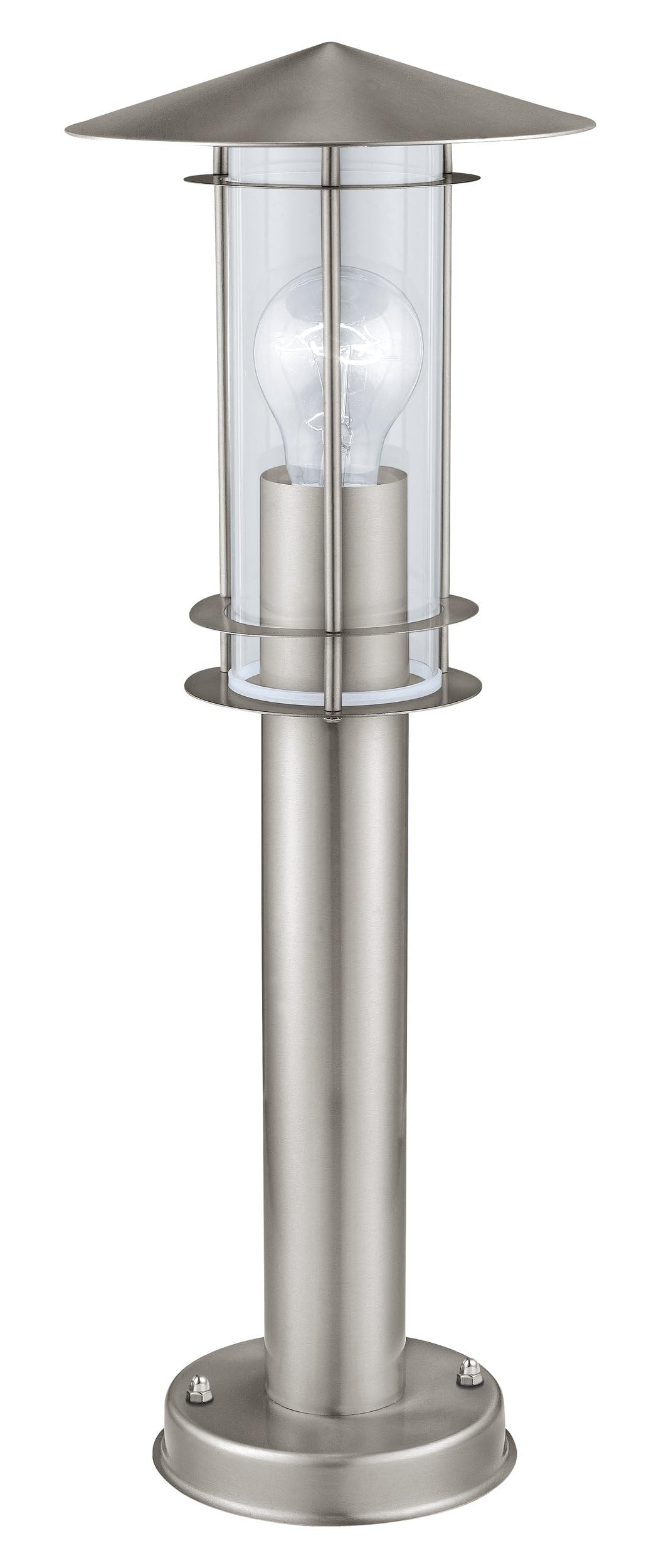 Eglo Outdoor lamp Post Lisio, pier Mount Outside Bollard Light, Electric Garden and Driveway Lighting Made of Stainless Steel and Plastic, Silver, White, E27 Socket, IP44