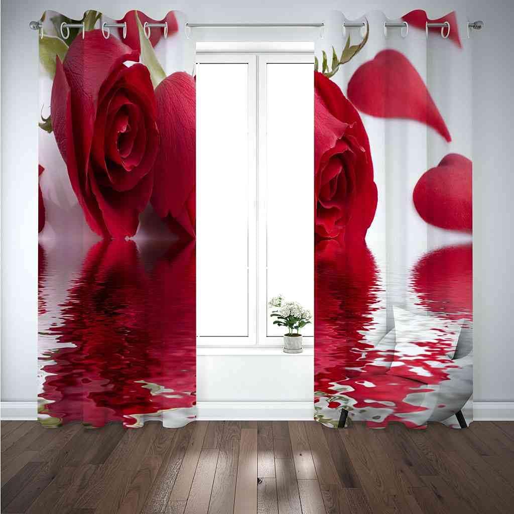 Modern Blackout Curtains with Eyelet 3D Printed Thermal Insulated Window Treatments Romantic Rose Flower Living Room Bedroom Window Drapes 2 Panel Set 72" X 108" (2XW27.5"xL63")