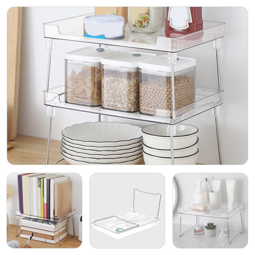 Angoily 2 Pcs Étagère à Épices Organisateur D'épices Étagère de Comptoir Cuisine Pliable en Acier Inoxydable et Plastique à Charge Renforcée Cuisine et Salle de Bain