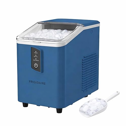FRIGIDAIRE Máquina compacta para hacer hielo para encimera, produce 26 libras de hielo bala por día, color azul