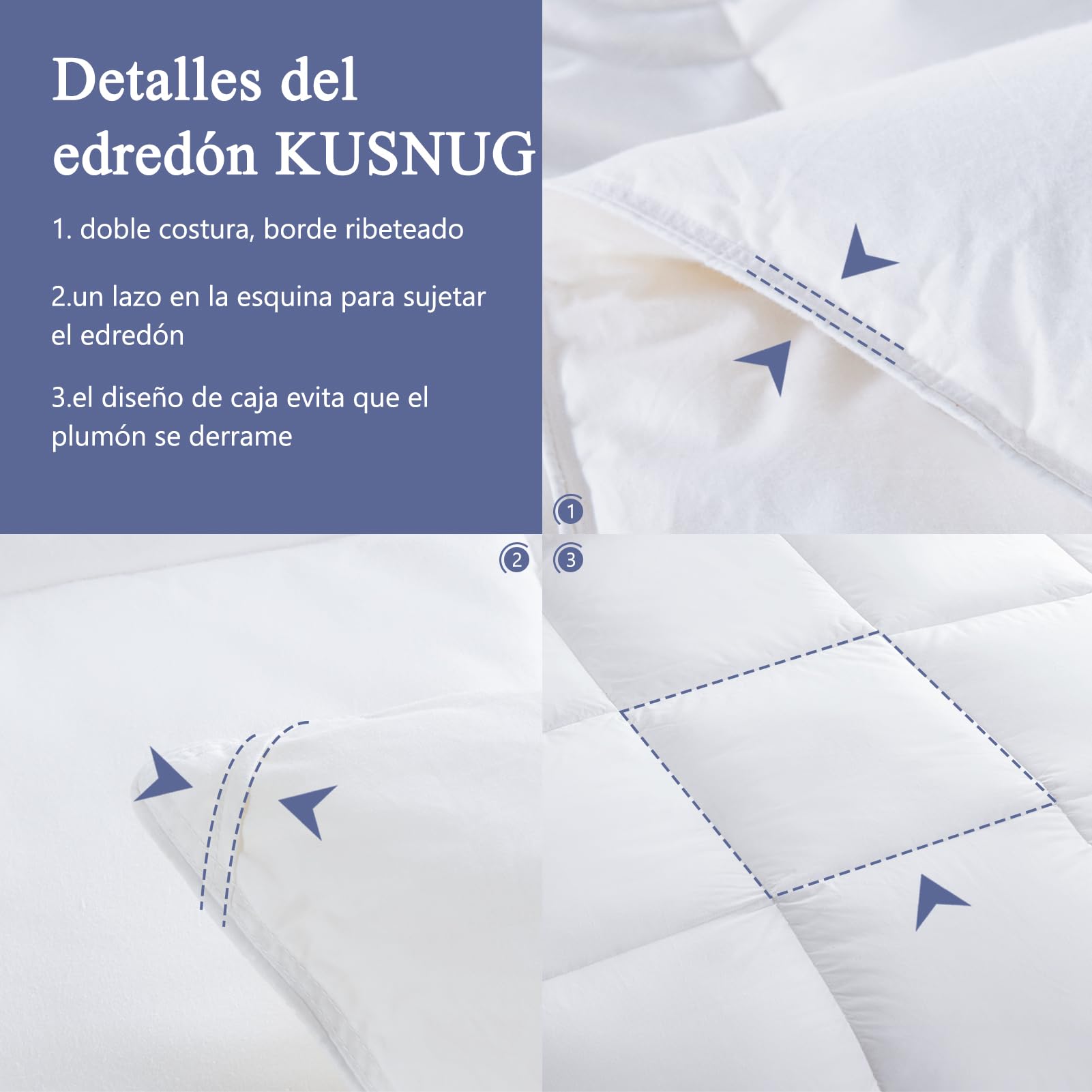 Edredón de Plumón Cama 80/90 Algodón Egipcio-100% Puro Plumón y Plumas