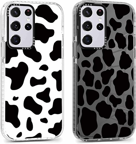 RUMDEY 2 Pack Cute Pattern for Samsung Galaxy S21 Ultra 5G 6.8" Phone Case, Cow 