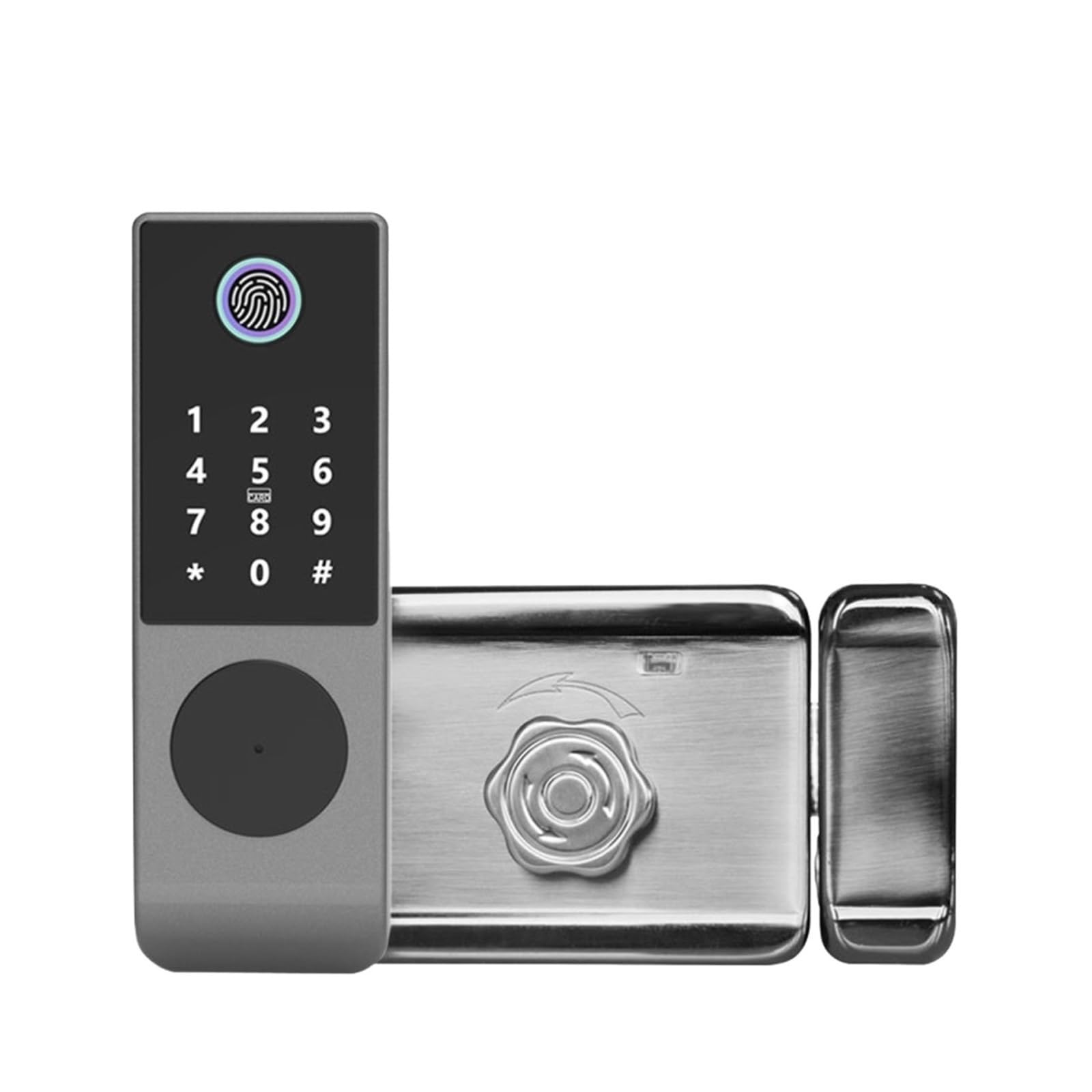 Door Lock, Waterproof TTLock Fingerprint Outdoor Gate Bluetooth Password Deadbolt+Mechanical Key(Double Ttlock)