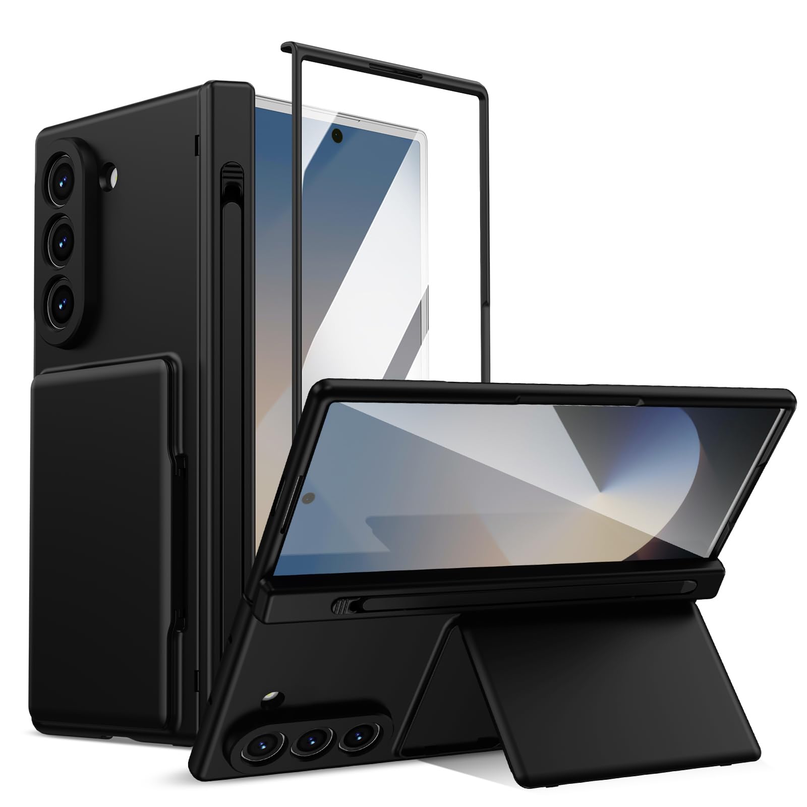 Asuwish Custodia per Samsung Galaxy Z Fold 6 5G 2024 Donna Uomo Nero