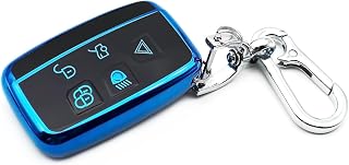 Fit for Land Rover Discovery Sport LR2 LR4 Range Rover Range Rover Evoque Sport Velar Jaguar F-Pace F-Type XE XF XJ XK TPU Key Fob Remote Cover Case Shell Holder Protector Accessories, Blue