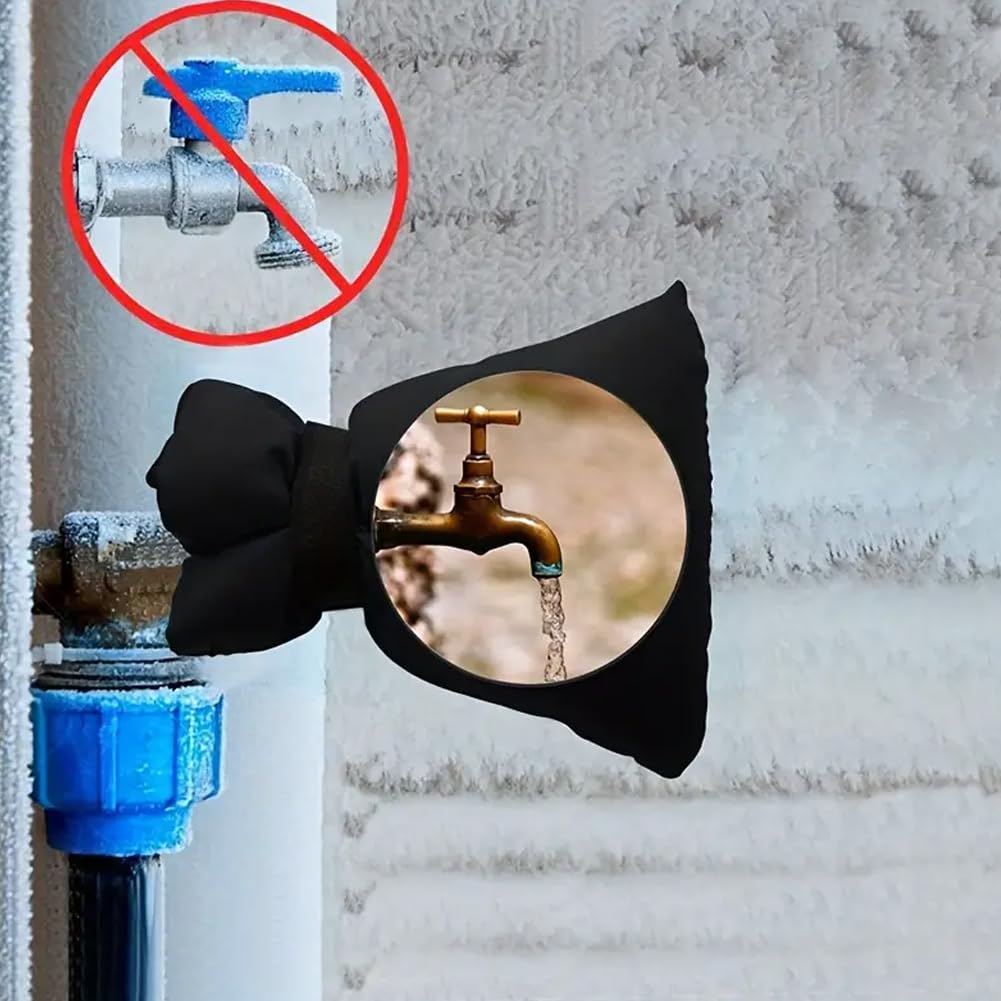 POPOYU 2 Coperture Per Rubinetto Esterno Invernali, Isolate E Impermeabili, Antigelo, Protezione Dal Freddo Per Giardino (Nero/Verde)