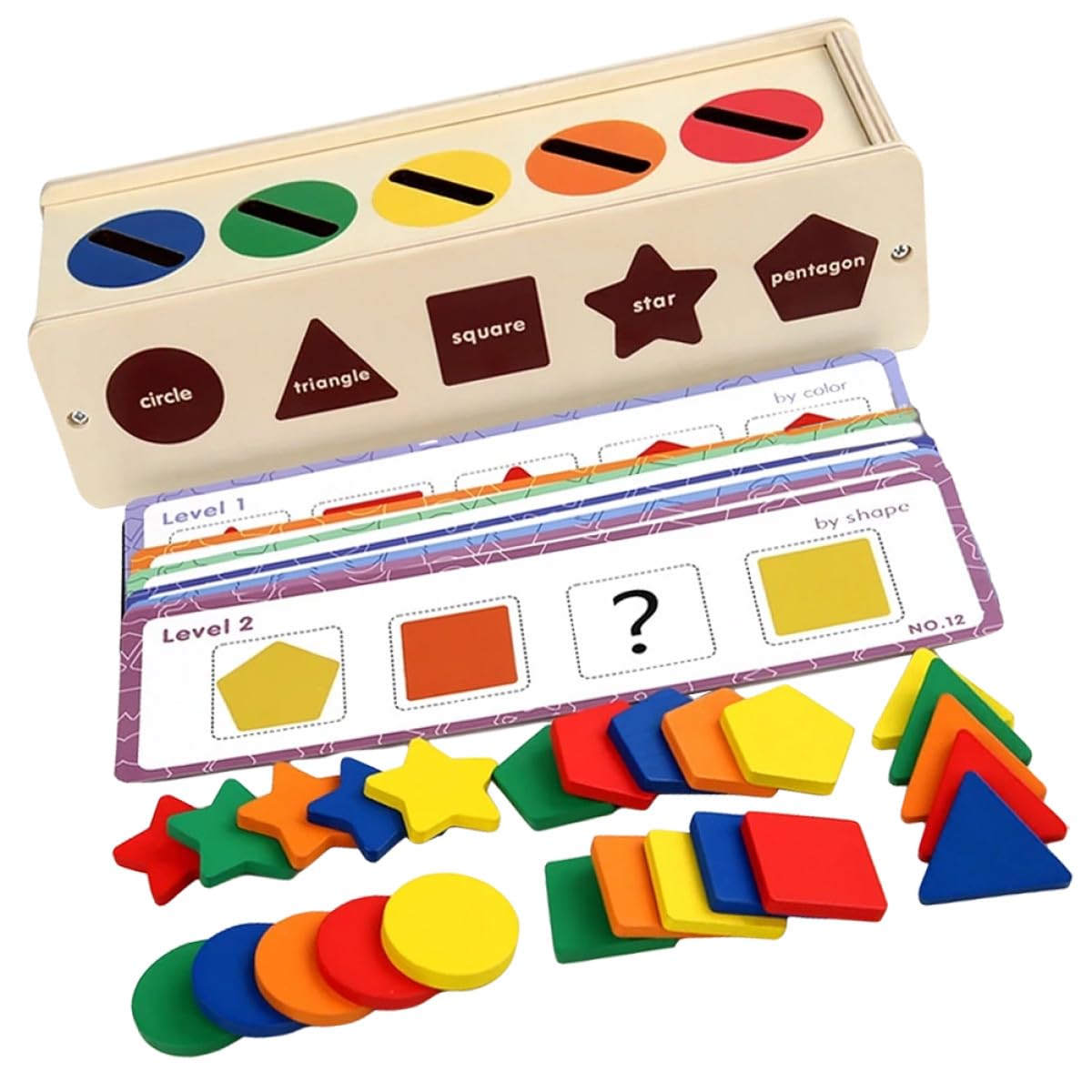 GARVALON Jouet Sensoriel en Bois Montessori Trieur de Formes pour Garçon et Filles Solide Jeu Éducatif de Motricité Fine 1 Set pour Apprentissage et Développement Bébé