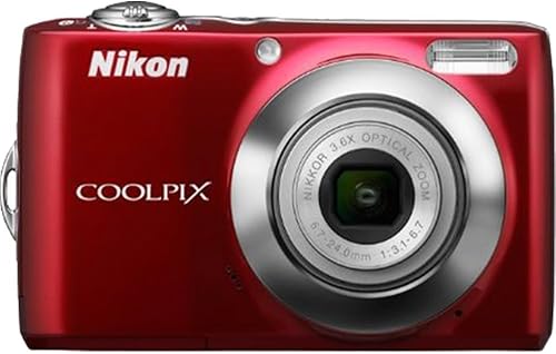 Nikon COOLPIX L24 Cámara digital de 14 MP con lente de zoom óptico NIKKOR de 3.6x y LCD de 3 pulgadas (Rojo) Rojo -,Negro -,Plateado