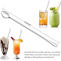 Vista 2 de Cucharas de té helado de mango largo, 6 cucharas de mezcla de café y postre de acero inoxidable de 9.5 pulgadas para batidos, helados, cócteles