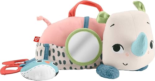 Fisher-Price Newborn Toy Planet Friends Tummy Time Roaming Rhino Plush with Sens
