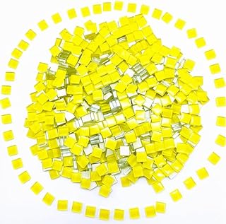 500G/ 1.1LB Bulk Crystal Mosaic Tiles, Assorted Color Opaque Mosaic Glass Crafts Supplies Handmade Crafts for DIY Picture Coaster Home Kitchen Bathroom Mosaic Decoration(0.4x0.4 inch,Yellow)