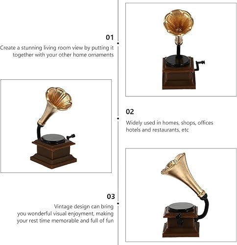 Miniatura 3 de ibasenice Gramófono de simulación - Discos de mesa Fotografía Adornment Player Play Doll Room Vintage Music Figurines