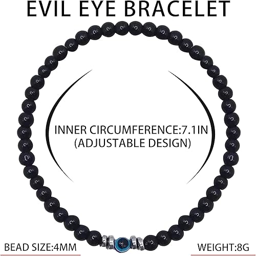 Miniatura 3 de Pulseras contra el mal de ojo para hombre, 0.2360.3940.394 pulgadas, pulsera de protección contra el mal de ojo para buena suerte espiritual