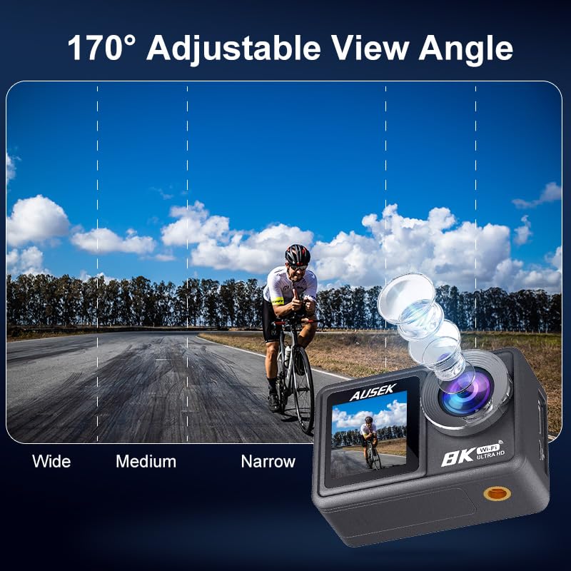 Image of ORLOV 8K Pro Action Camera with 50MP Photo | Dual Screen | 170 Wide Angle Lens | EIS Stabilization | Waterproof | Wi Fi & Remote for Youtubers, Motorcycle, Cycle Riders Helmet & Bike Camera