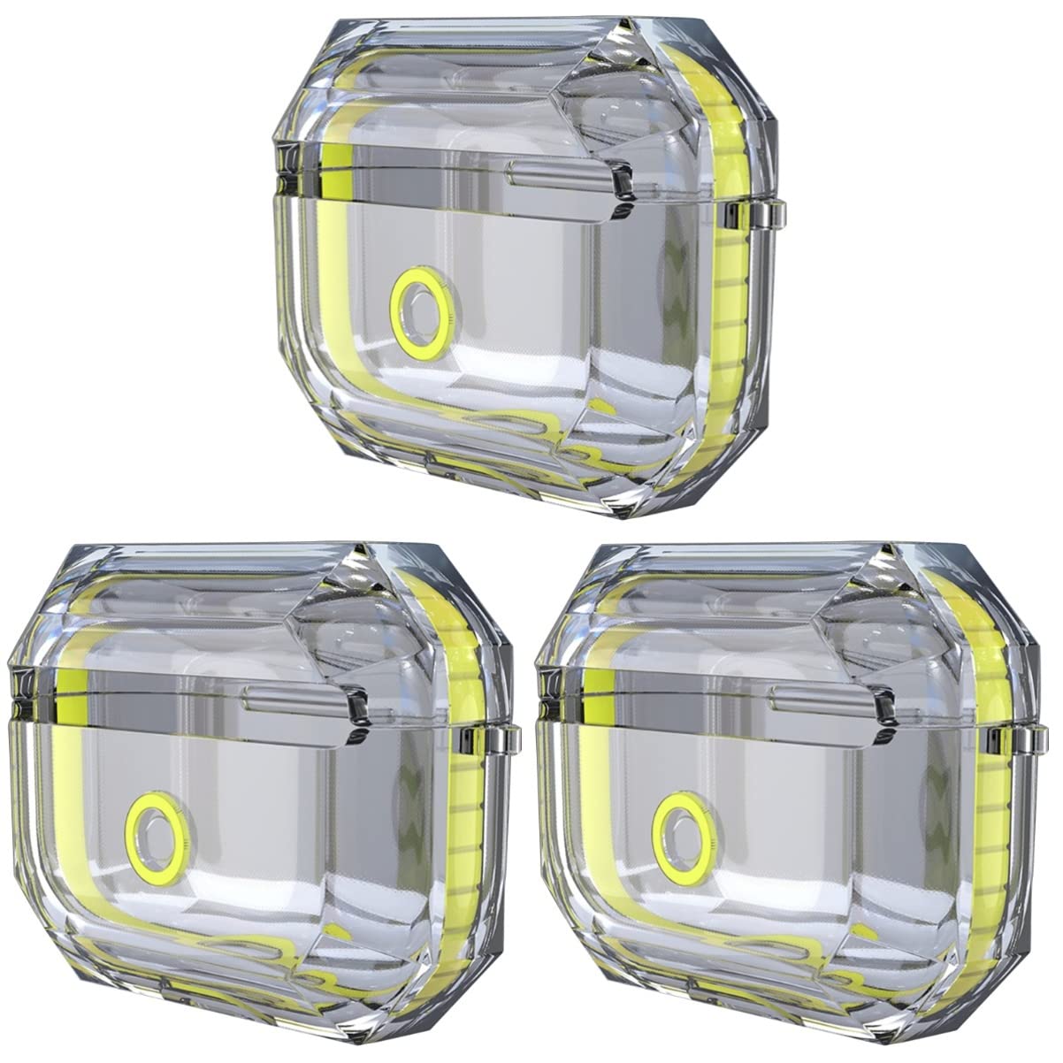 Gatuida 3pezzi Custodia Protettiva Trasparente Tpu Per Auricolari Wireless Compatibile Con Pro Resistente Agli Urti e Ai Graffi Colore Giallo Fluorescente Per Uso Quotidiano e Attività