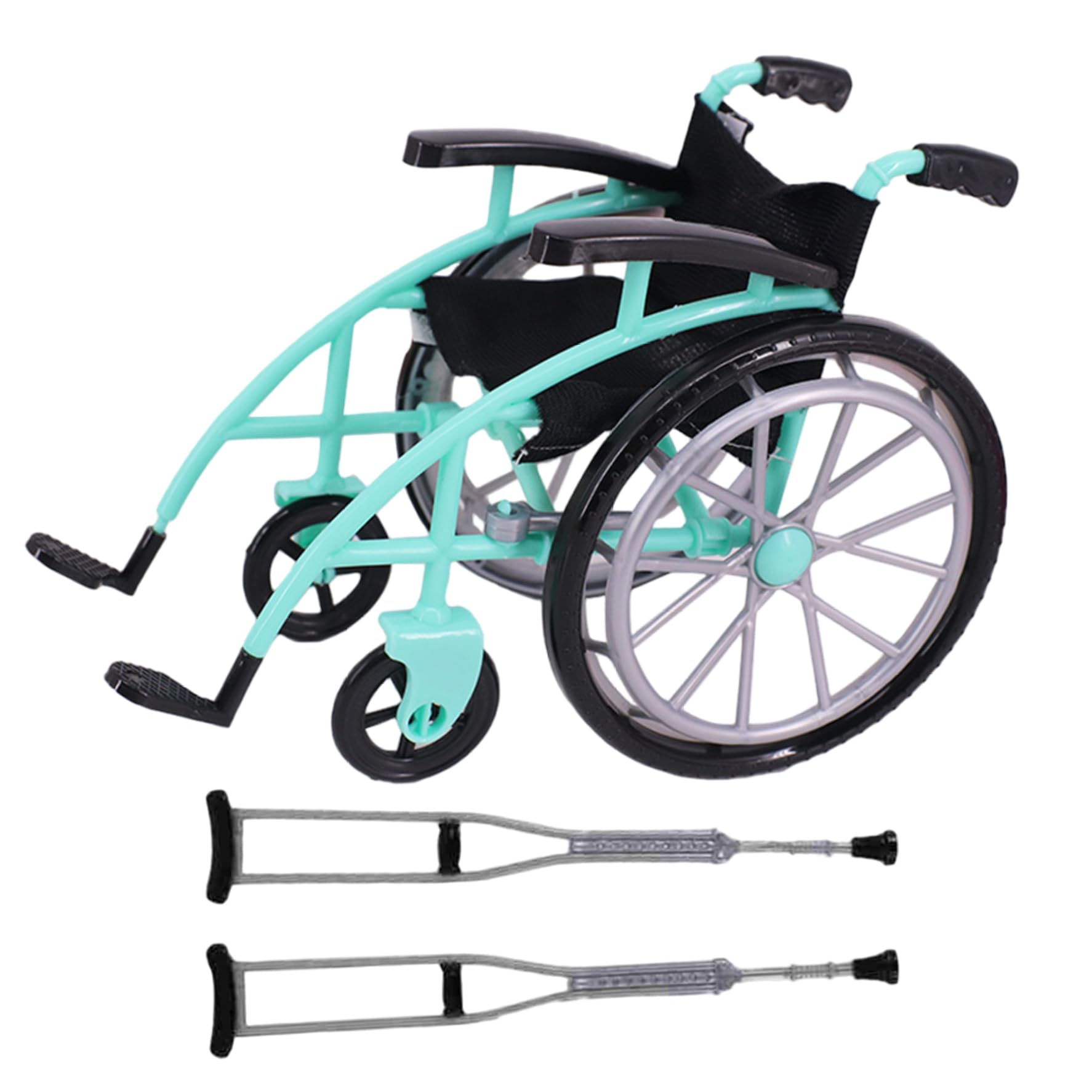 1 Set Doll Wheelchair Crutch Props Realistic Miniature Toy Wheelchair for Playset Dollhouse Accessory Dollhouse Accessories Miniature Accessories