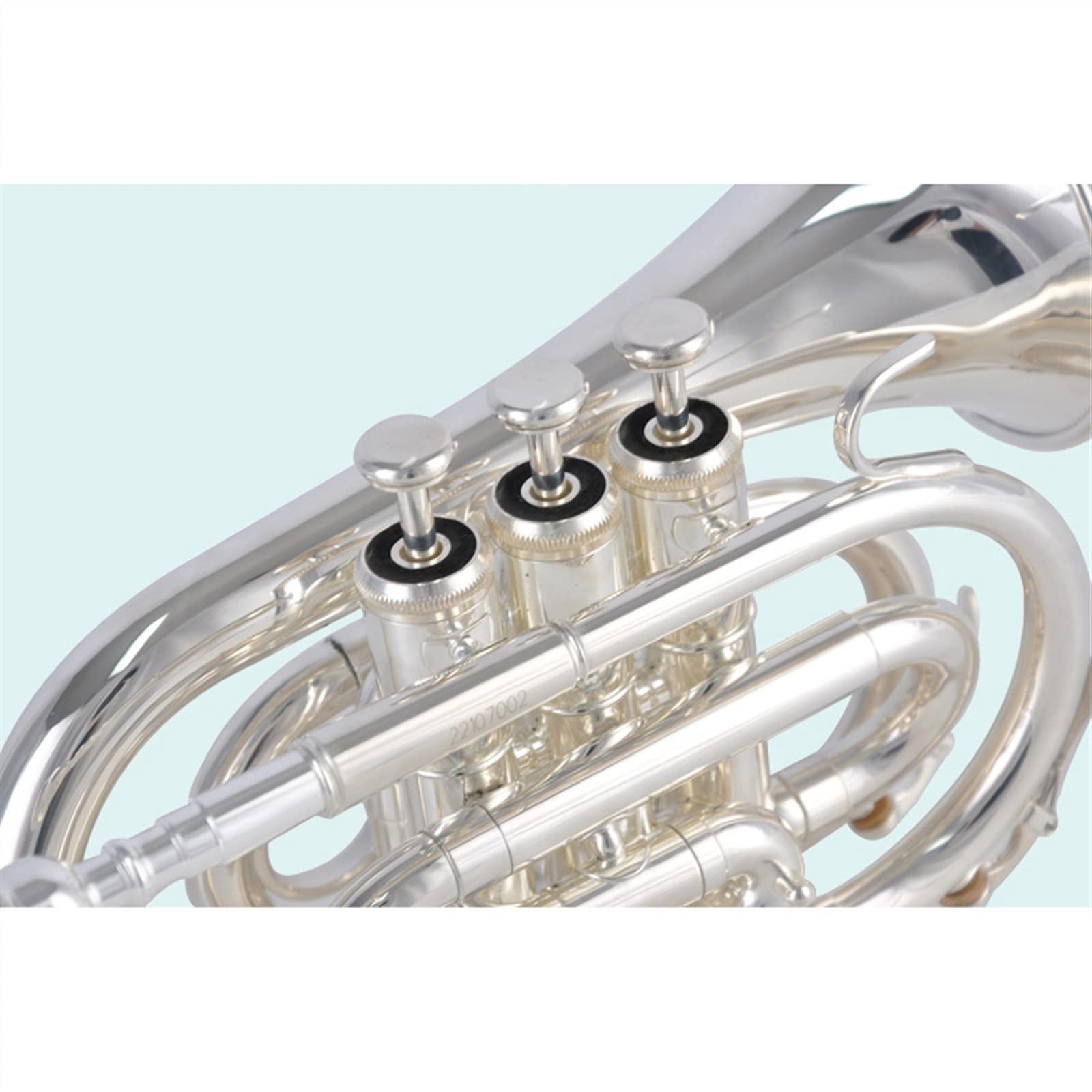 TSTS Strumento A Fiato A Pistone in Rame Bianco con Numero di Palmo Argentato in Si Bemolle Utilizzato dagli Studenti Principianti Mini Pocket Trumpet