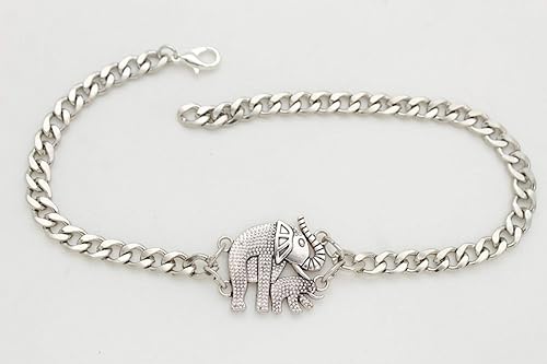 Miniatura 2 de Pulsera para mujer con cadena de metal plateado y pulsera de elefante de safari