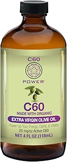 C60 Power C60 in Organic Extra Virgin Olive Oil - Natural Wellness Support for Men & Women, 99.99% Pure Carbon Fullerenes, Promotes Energy, Mental Clarity, & Stamina - 4 fl oz Bottle