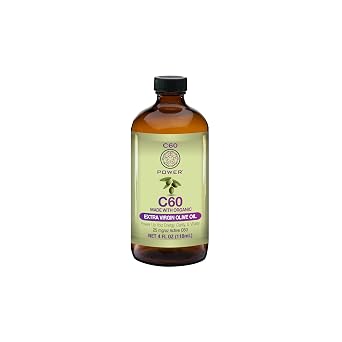 C60 Power C60 in Organic Extra Virgin Olive Oil - Natural Wellness & Antioxidant Support for Men & Women, 99.99% Pure Carbon Fullerenes, Promotes Energy, Mental Clarity, Stamina - 4 fl oz Bottle
