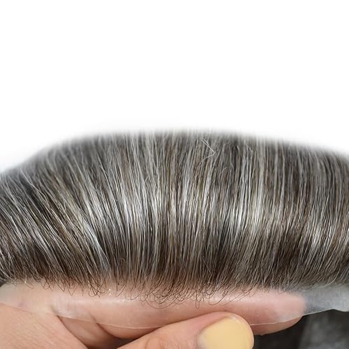 Miniatura 3 de Toupee para hombres Sistema de reemplazo de piezas de cabello suizo encaje para hombre Toupee real pieza de cabello humano para hombres, postizos