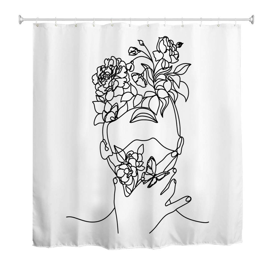 Rideau de douche en tissu polyester haut de gamme motif artistique abstrait pour baignoire 180cm