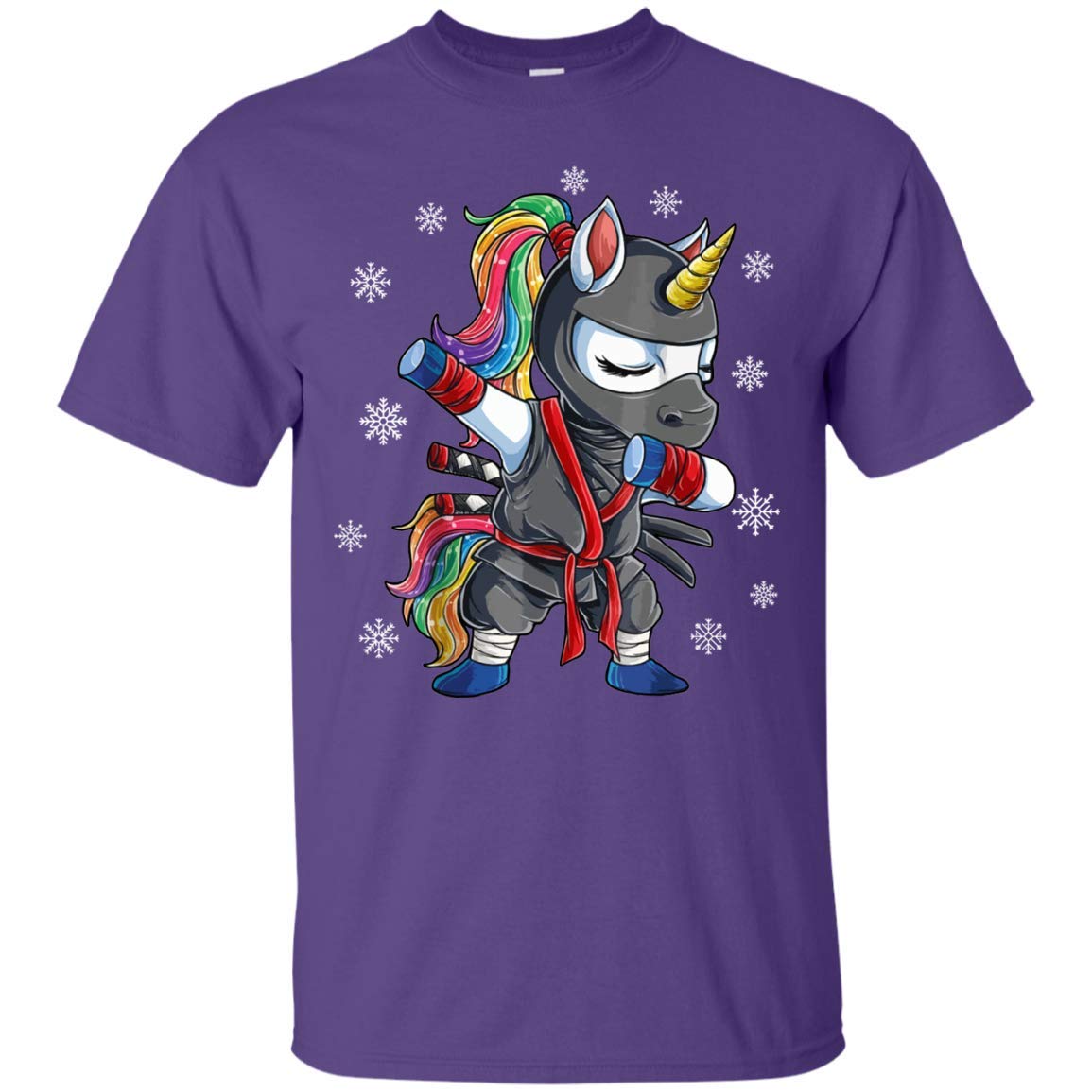 Dabbing Ninja Unicorn Snowflakes Christmas T-Shirt - Birthday's Gift