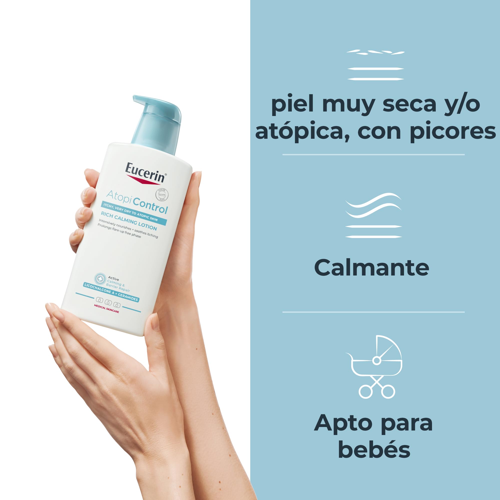 Eucerin Atopicontrol Loción Corporal 12% Omega, Blanco, Fresh, 400 Mililitros
