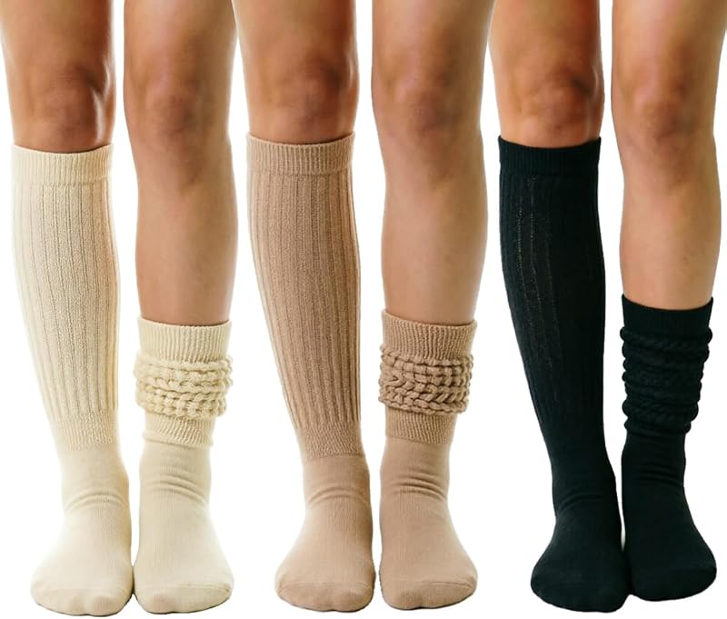 3 pares de medias de algodón hasta la rodilla para mujer de punto sólido hasta la rodilla medias largas calentador de piernas regalo para todas las estaciones