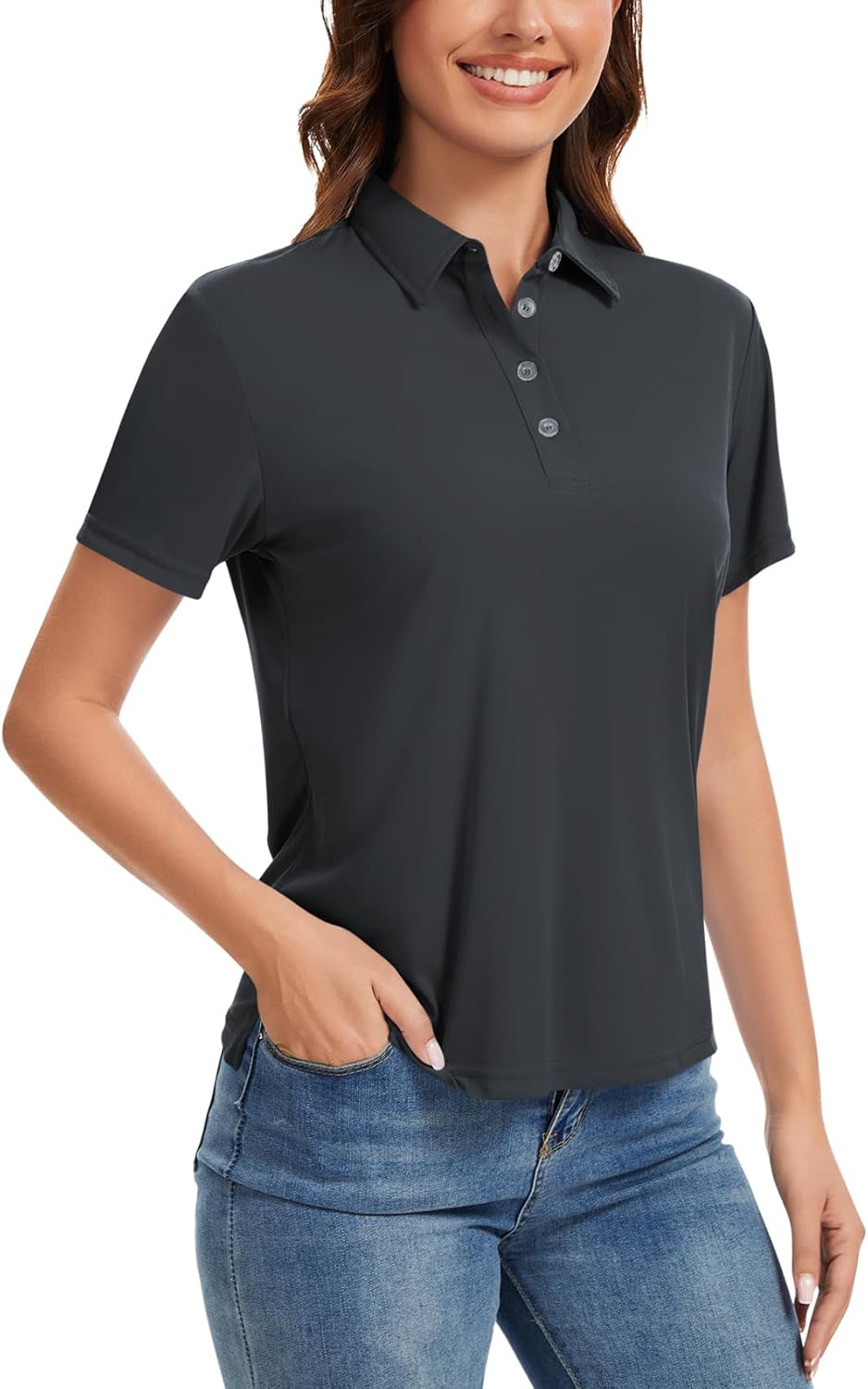 Women's Polo Shirts UPF 50+ Casual Work Quick Dry 4 Buttons Short Sleeve Collared Golf Shirt XS-4XL