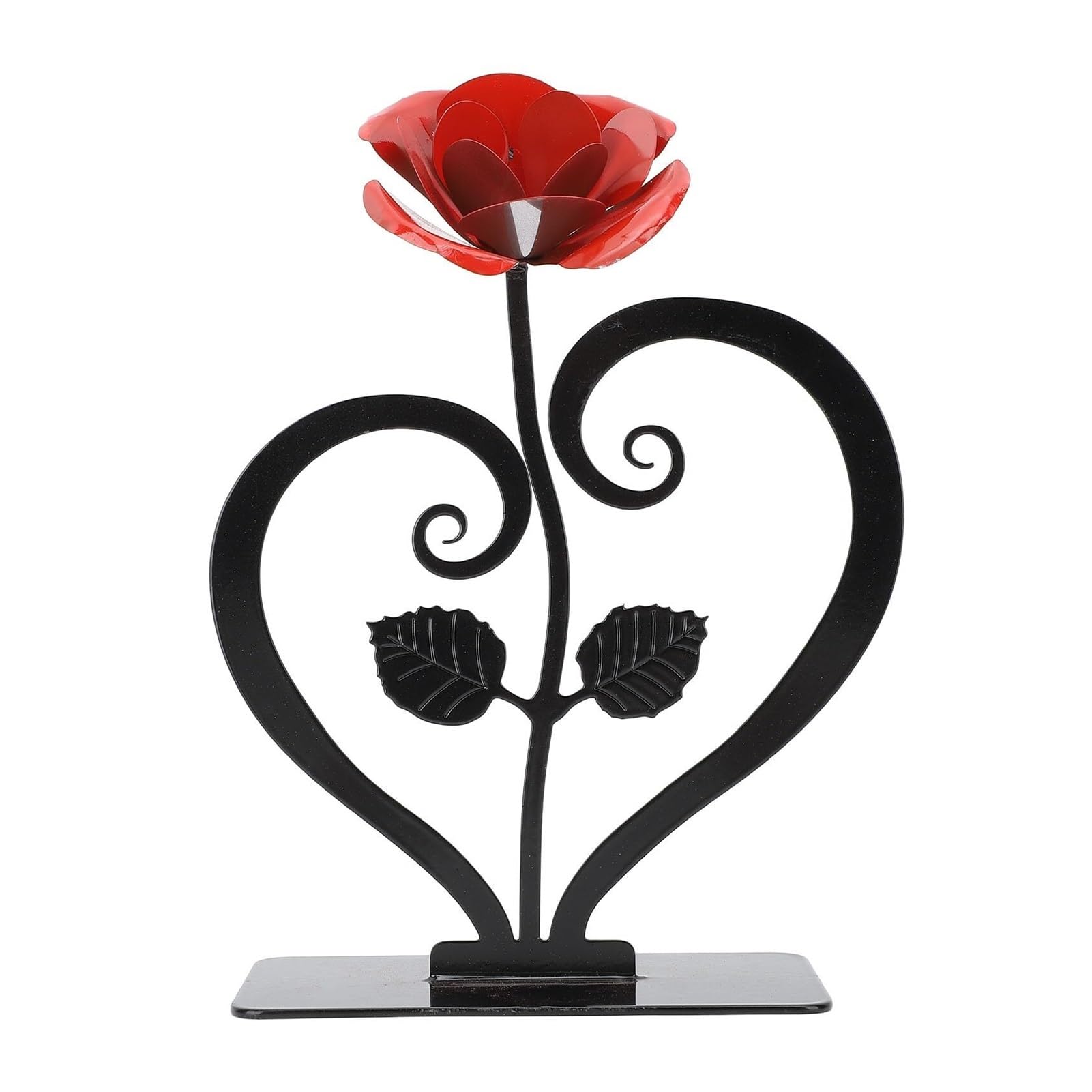 Figurines de fleurs en roses de métal : sculpture en fer forgé artisanale pour table et bureau
