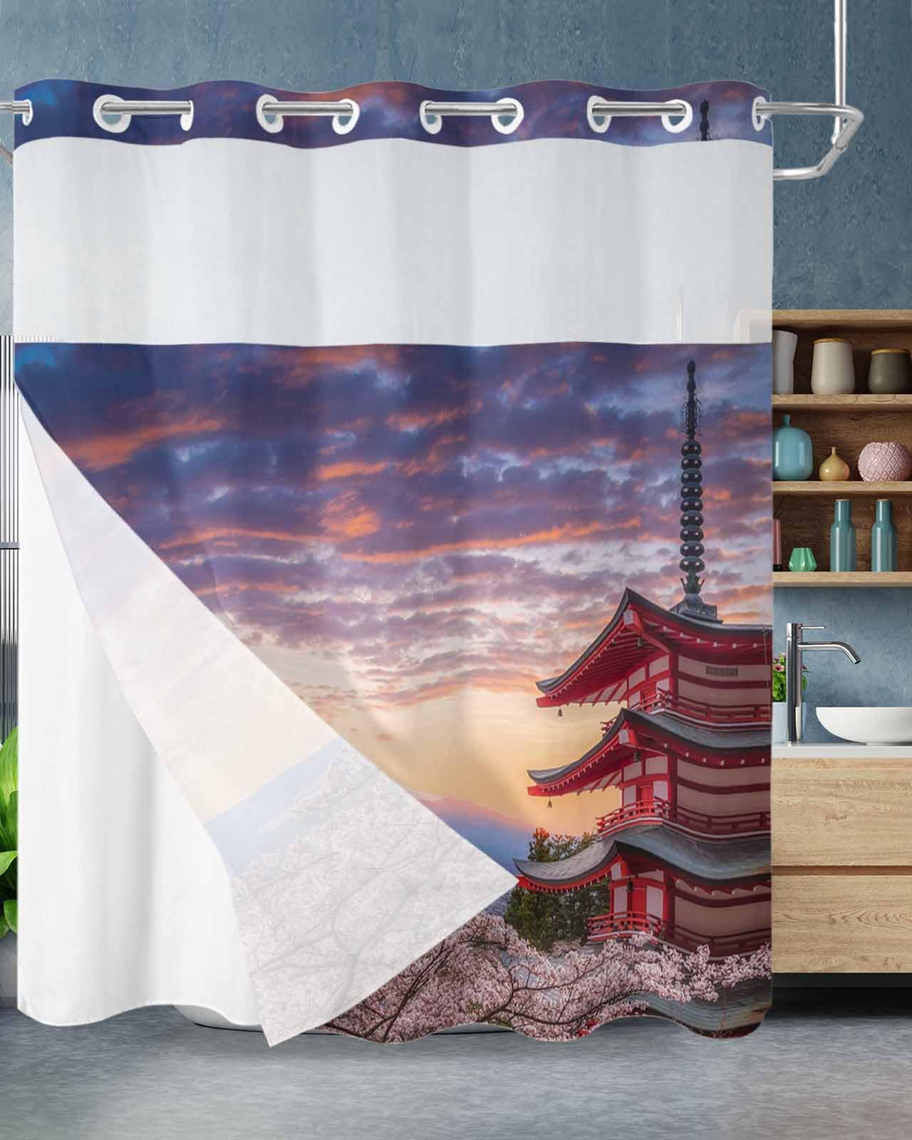 シャワーカーテン 富士山 和風 虹 防カビ 防水 目隠し 速乾180×180cm シャワーカーテン 富士山 和風 虹 防カビ 防水 目隠し 速乾180×180cm