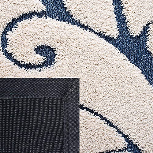 Image of Export Quality Microfiber Hand Woven Shaggy Carpet Collection with 2 inch Pile Height Carpet for Living Room & Bedroom Size 9x9 feet Round coular Blue