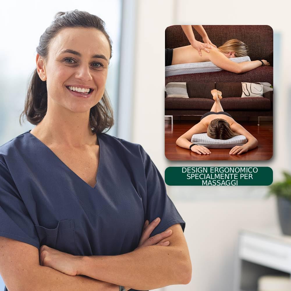 Materassino per Massaggi per Collo, Schiena e Zona Lombare con Apertura Facciale Ergonomica Respirare Comodamente in Posizione Prona - Schiuma Rigida, Fodera Lavabile – Massaggi a Casa (90 x 40 x 8cm)