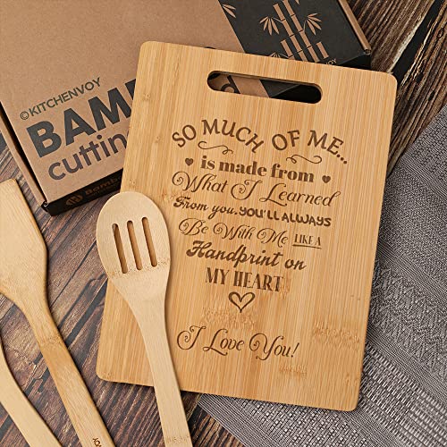 Kitchenvoy Mom Cutting Board Special Love Heart Poem Laser Engraved Bamboo Board As Mom Gift For Mom On Mother's Day, Holiday - Birthday Presents For Mother-In-Law - Gifts For Mom From Daughter, Son #TOP4