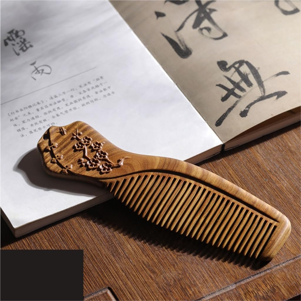 Peruka Grzebień Wooden Carved Comb Vintage Curling Comb Women's Long Hair Comb for Hair, Beard or Mustache Duże grzebienie do włosów