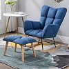Modern Rocking Chair Rocker Glider Chair with Ottoman for Nursery, Indoor Upholstered Accent Chair, Fabric Padded Seat, Armchair Comfortable Side Chair Color: Blue