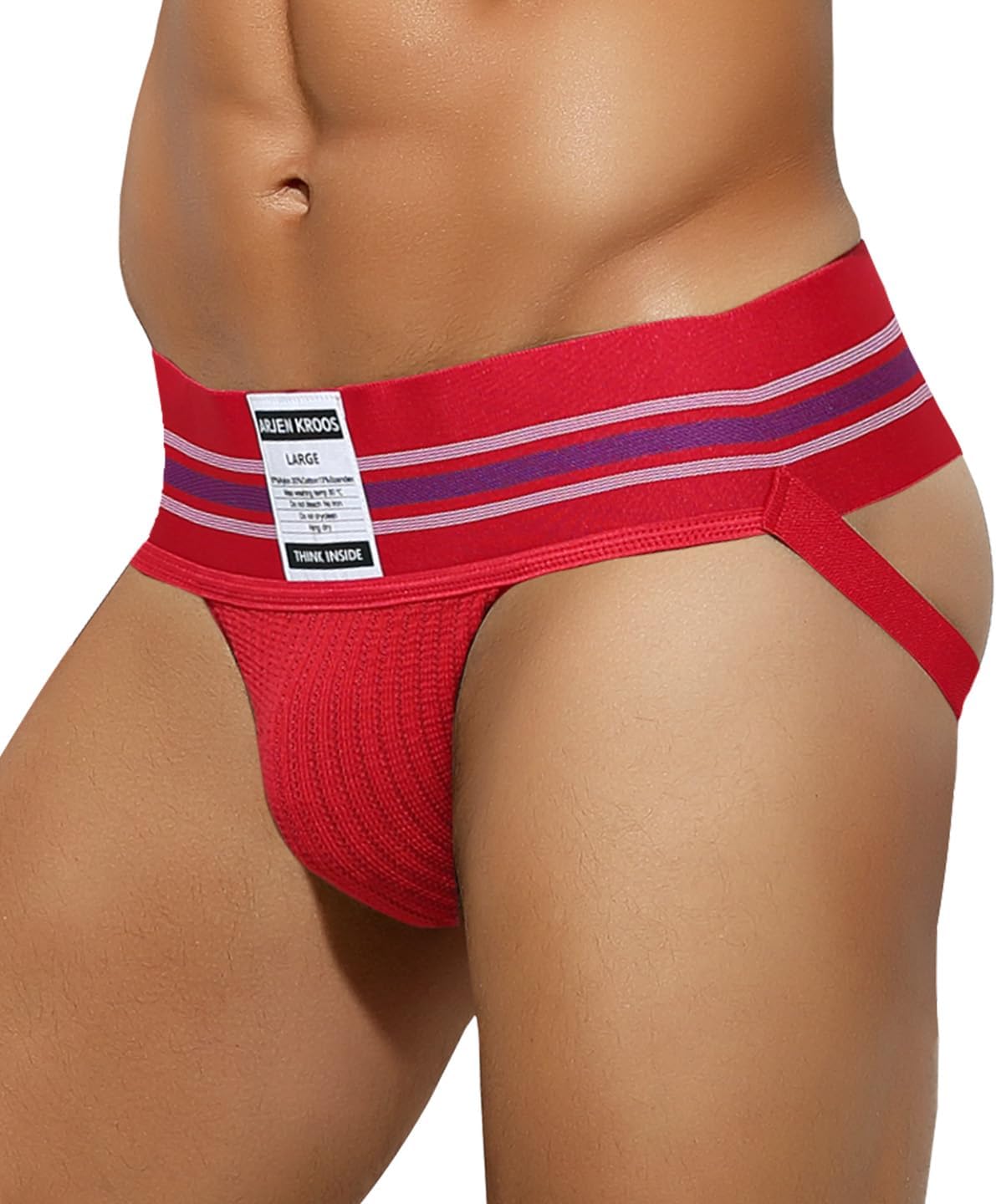 Arjen Kroos Men's Jockstrap Athletic Support Jock Strap with 3" Elastic Waistband & Ventilated Pouch for Gym/Sports