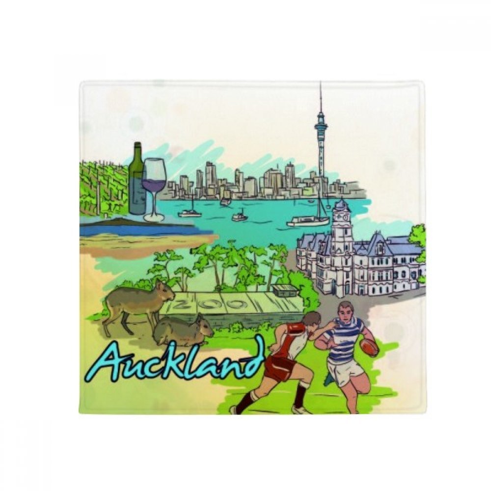 Tapis de sol football Auckland antidérapant rouge 80x80cm pour cuisine et entrée