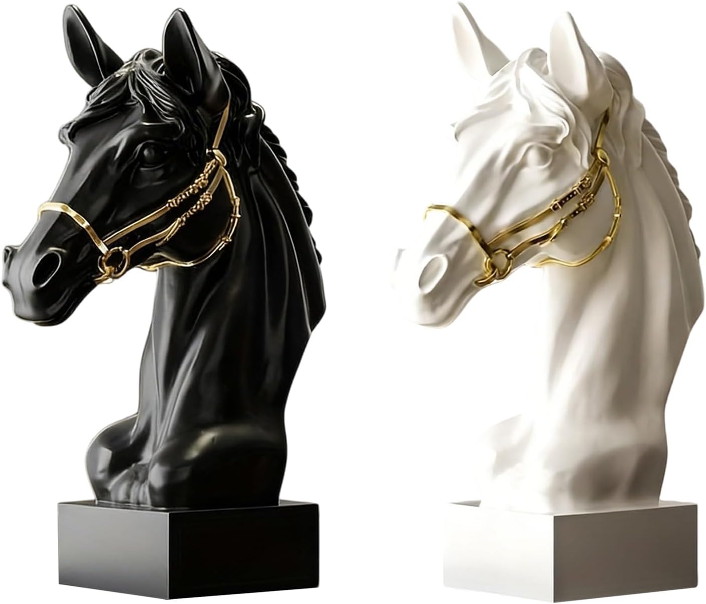 Artistic Horse Head Design Sculpture Premium Resin Construction Statue Elegant Display Piece for Living Room Study Room