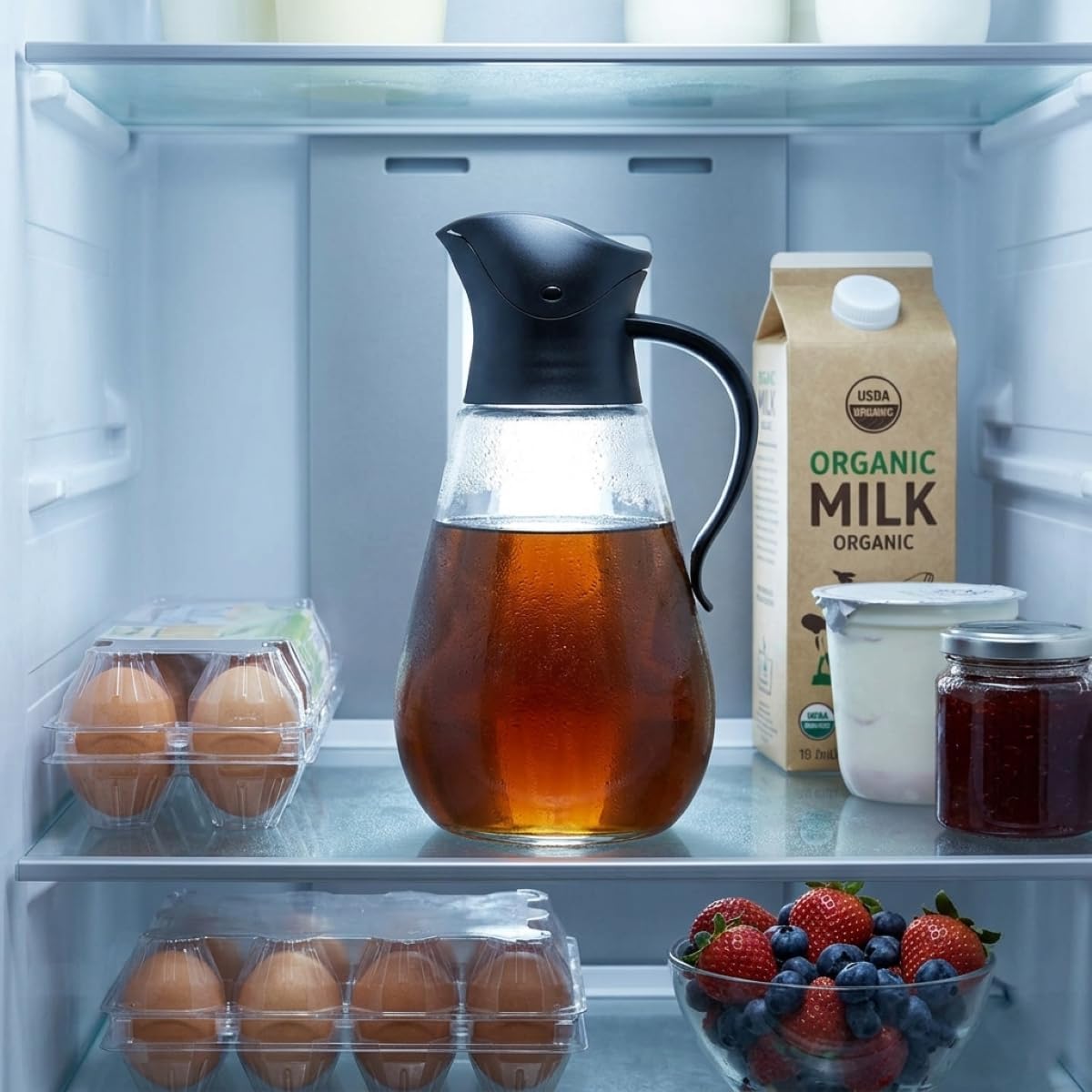 Mrs. Anderson's Baking Store'N Pour Syrup Dispenser, 18.5-Ounce Capacity, Glass With Drip-Free Spout For Pancakes And Breakfast
