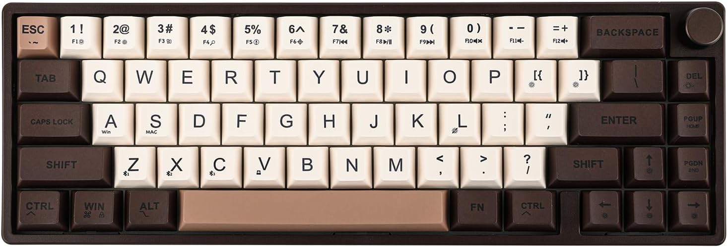 Feker IK65 VIA Programmable 2.4G/BT5.0/USB-C Mechanical Keyboard, 65% Hot Swappable Gasket-mounted, with Sound Dampening Foams Kit, Volume-control Knob, 4000mAh Battery, RGB for Win/Mac (Brown Knob)