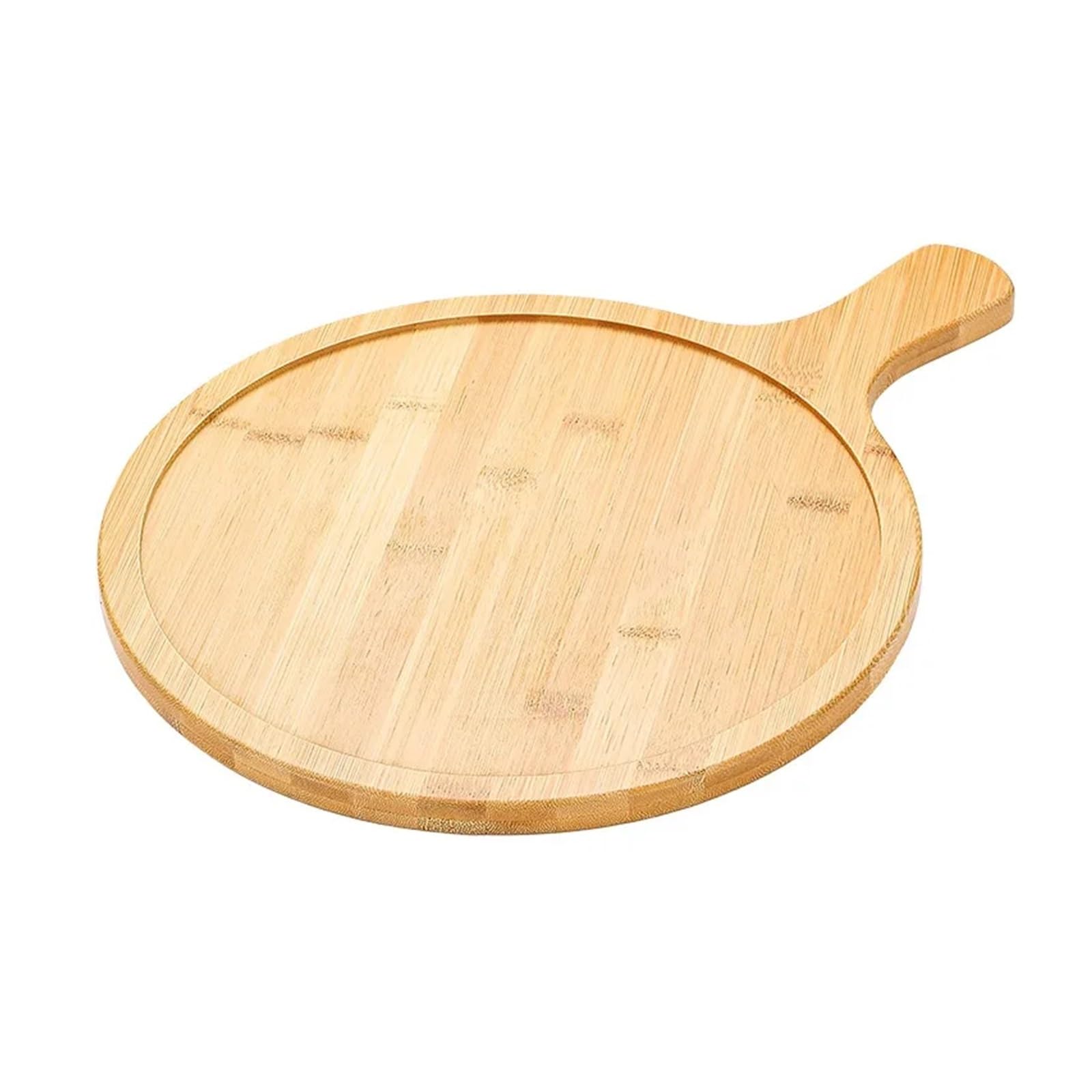 25 cm rzeźbiona bambusowa taca na pizzę, okrągły drewniany talerz do serwowania do pieczenia steków, chleba i ciast, użytku domowego, akcesoria kuchenne, wklęsły design