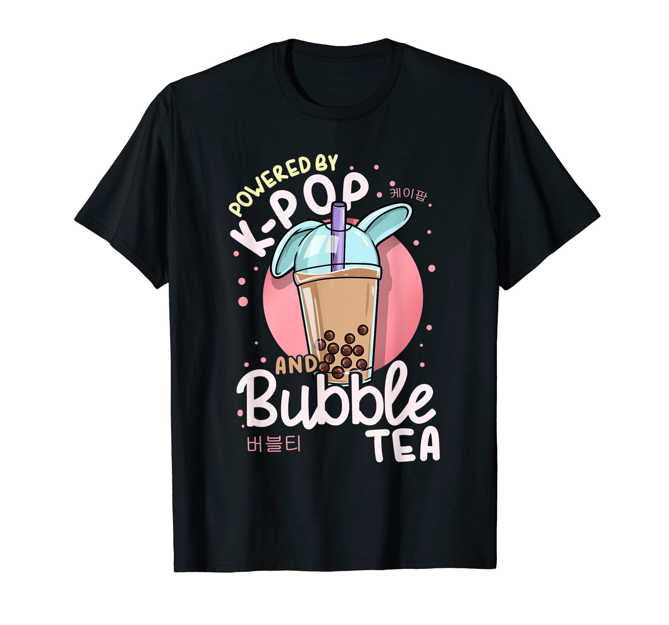 Powered By K-Pop And Bubble Tea I Anime Girl I Korean Pop T-Shirt