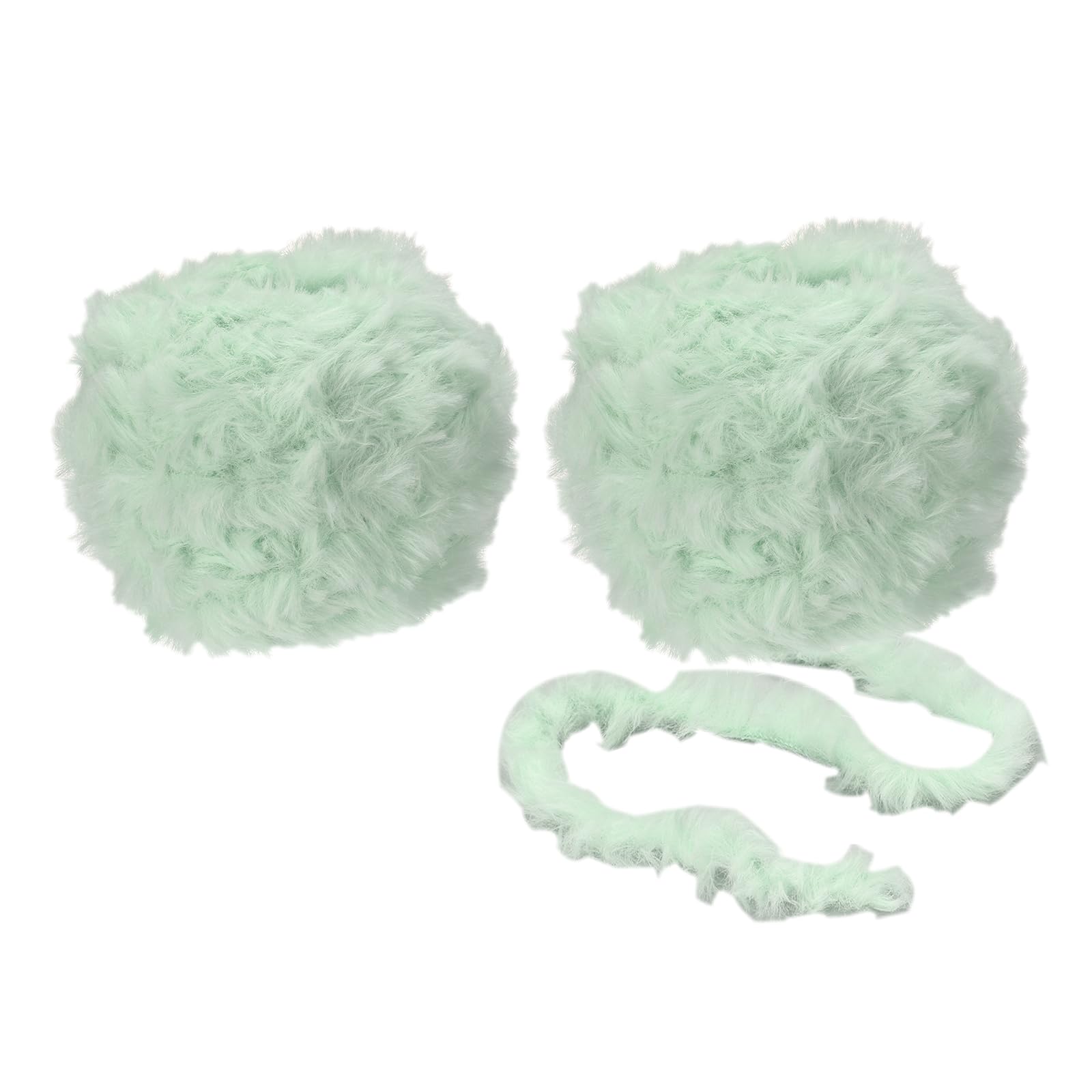 PATIKIL 70 Yards Faux Fur Yarn, 2 Skeins Fuzzy Yarn Crochet Fluffy Soft Chunky Polyester Plush Fur Eyelash for Crocheting Knit Blanket Rug Sweater Scarf Hat Bear Craft, Light Green