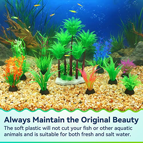 Borlech Aquarium Plants Decorations, Fish Tank Artificial Plastic Tree Plant Decoration Set 10 Pieces (Green) #TOP4
