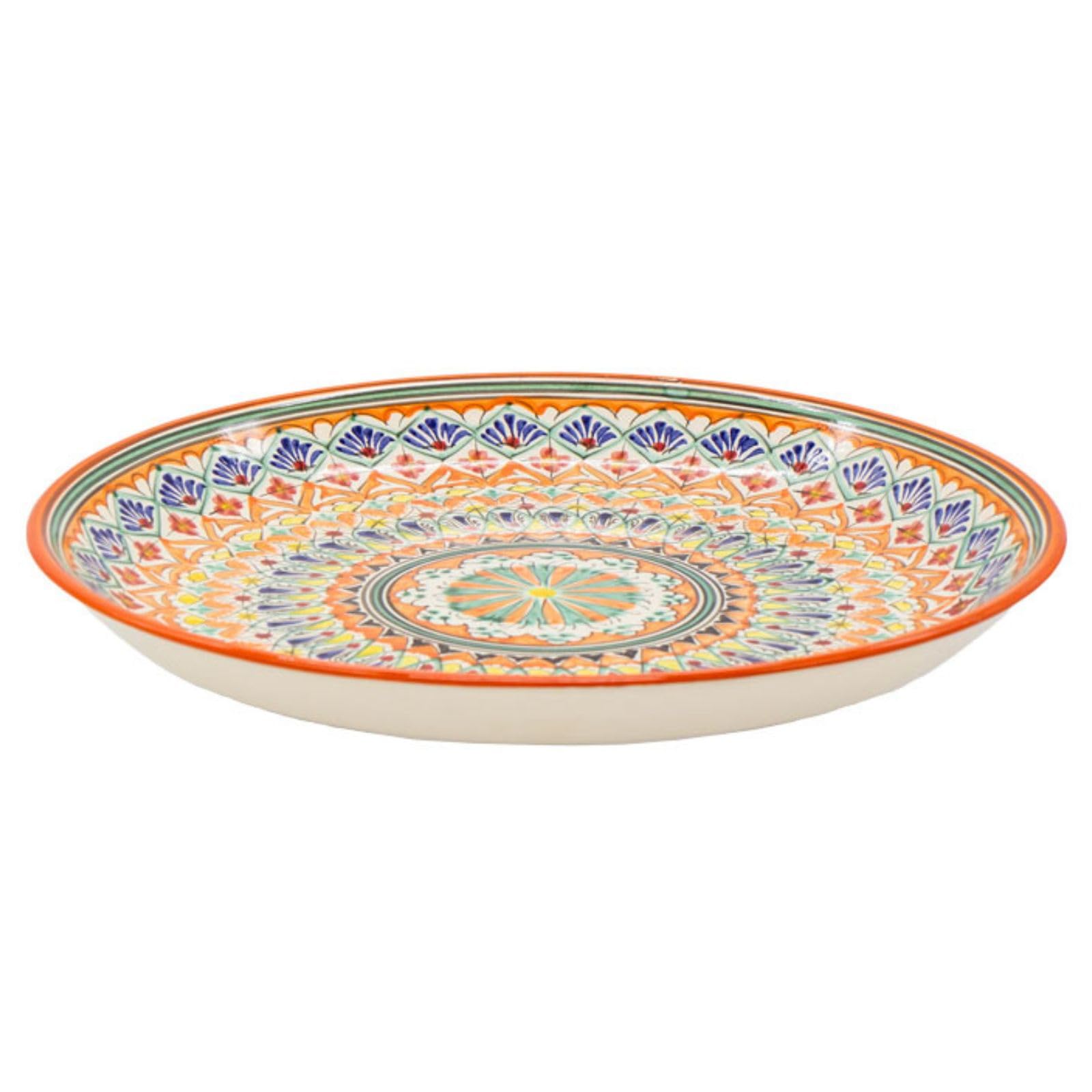 4BIG.fun Usbekische Lagan Ø34 cm Oriental Ljagan Ляган Schale aus Rischtan Keramik handarbeit Glasur Plate Handgemalt Teller Hand-Painted Handgefertigt Earthenware Usbekisch