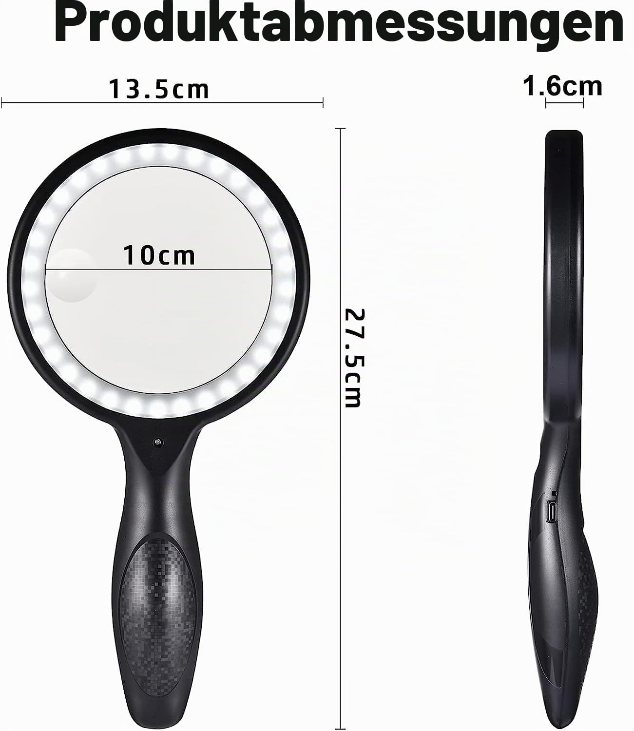 Lupe mit Licht, 60 Fach 30 Fach 33 LED Handlupe 30X Leselupe mit Licht, USB-Aufladung Lupe 3 Modi Leselupe für Senioren, Kinder, Juwelier, Hobbies
