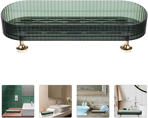 Miniatura 7 de Alipis Soporte de almacenamiento de encimera autodrenante, bandeja de jabón transparente para artículos de tocador, cepillos de dientes, artículos